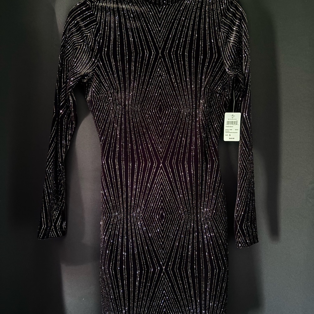 Elegant Black and Silver Striped Dress